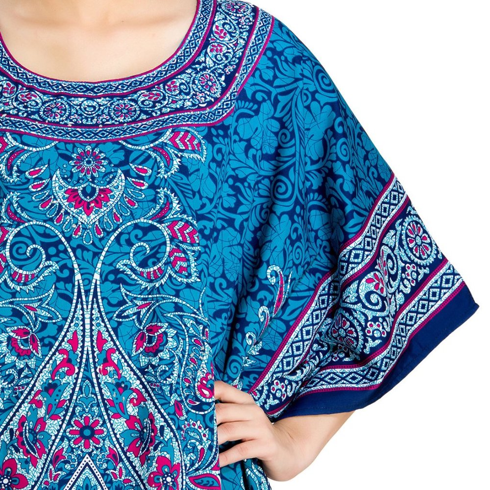 Gypsie Blu Plus Size Floral Print Kaftan Beach Cover-Up Maxi Dresses for Women - Picture 5 of 7